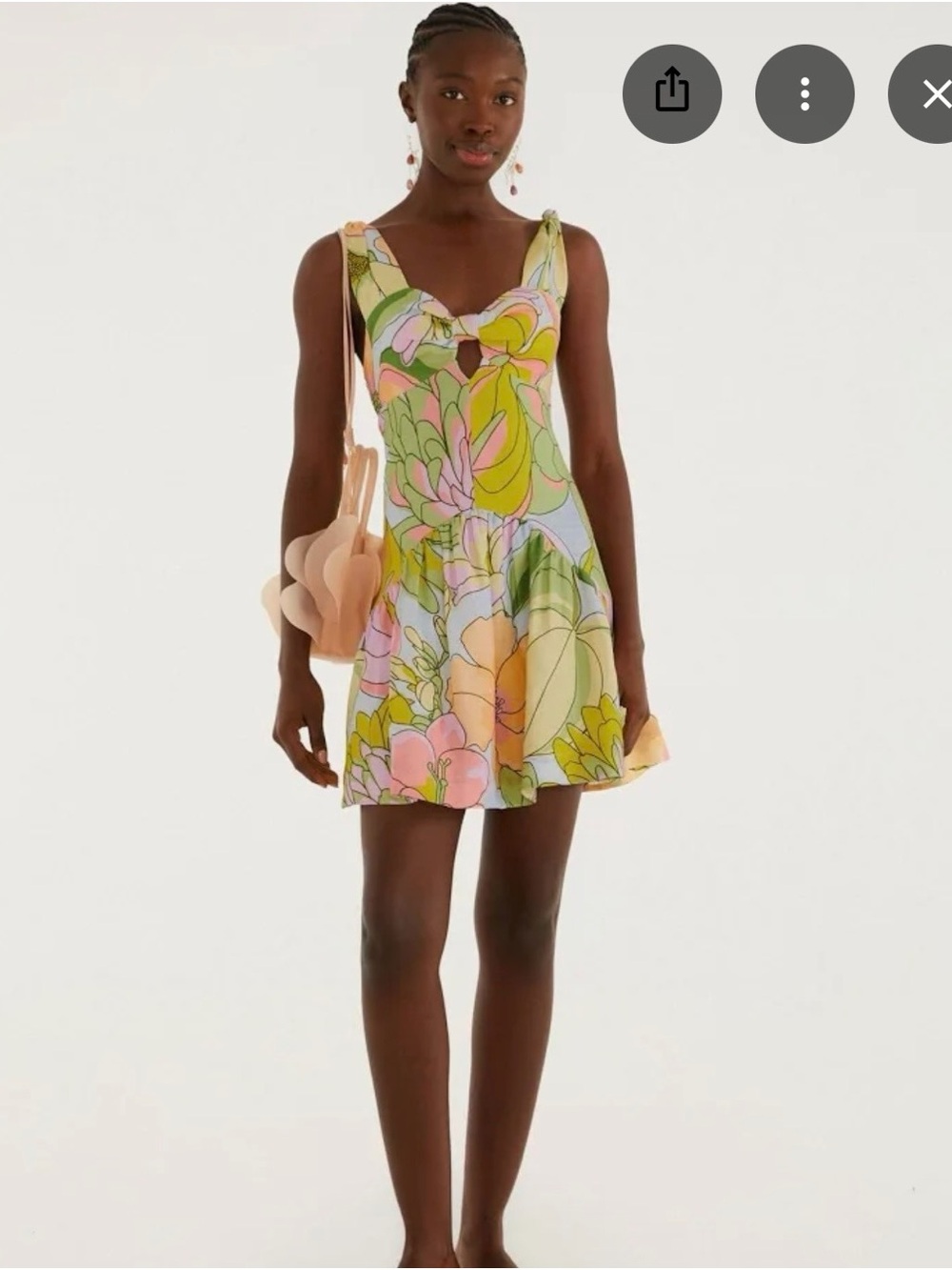 Floral Fit-and-Flare Mini Dress in Pastel Multi